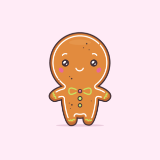 Christmas gingerbread man cute cartoon kawaii vector illustration