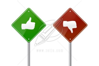 thumb up and down road signs
