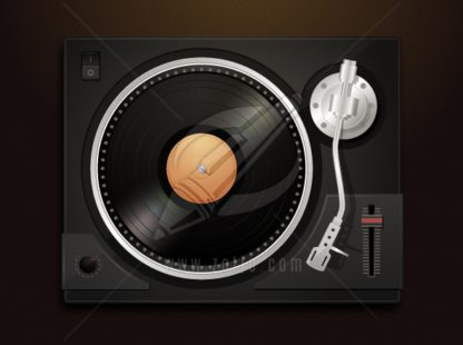 Dj turntable with lp record vector illustration
