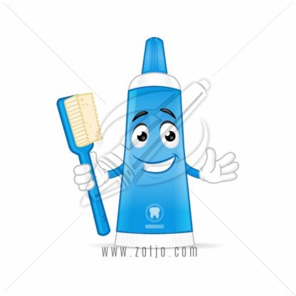 Toothpaste with toothbrush cartoon mascot character illustration