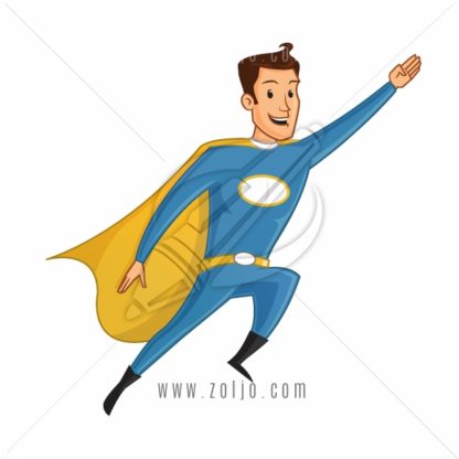 Happy Flying Cartoon Superhero Vector Illustration