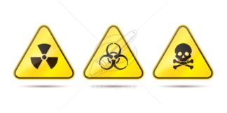 Warning signs for toxic, radioactive and biohazard vector illustration