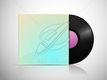 LP vinyl record with blank package vector illustration isolated on white