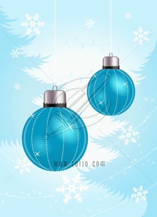 Blue Christmas balls ornaments with snowflakes and christmas trees vector illustration