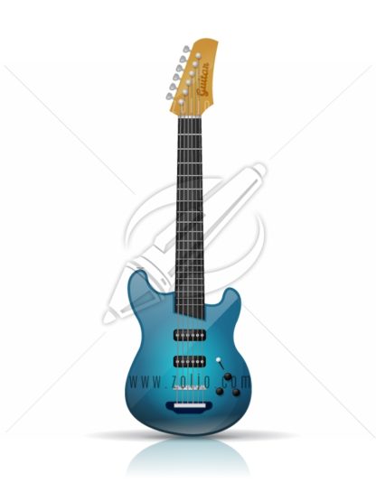 Blue electric guitar vector illustration isolated on white