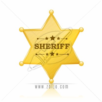 Golden sheriff star badge vector illustration isolated on white