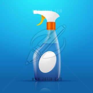 Cleaning spray bottle on blue background vector illustration