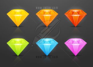 Colorful diamonds - gems set. Vector illustration