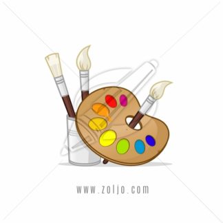 Artist palette with paintbrushes vector illustration