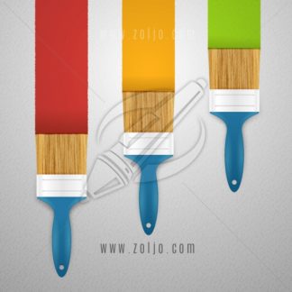 Paint brushes painting colors on the wall vector illustration