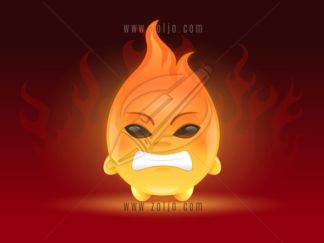 Cute little angry fireball cartoon mascot character illustration
