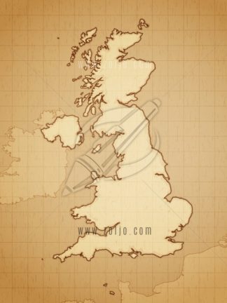 United Kingdom map drawn on aged paper vector illustration.