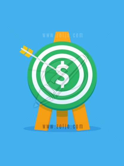 Green target with arrow and dollar sign vector illustration