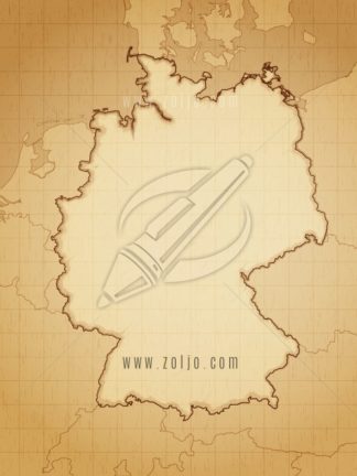 Germany map drawn on aged paper vector illustration.