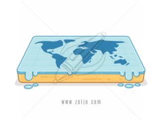 Flat earth concept. World map on flat surface vector illustration