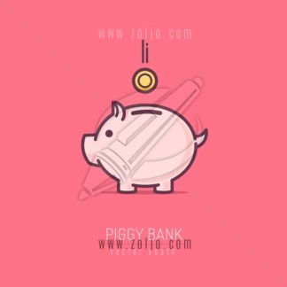 Piggy bank simple vector illustration in flat moniline style