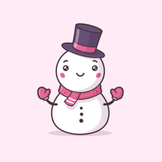 Cute snowman kawaii vector illustration