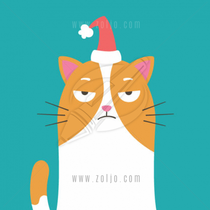 Christmas cat vector cartoon illustration