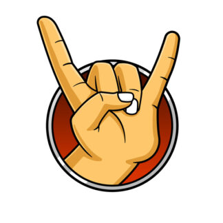 Hand showing the sign of the horns. Rock and metal music concept vector illustration