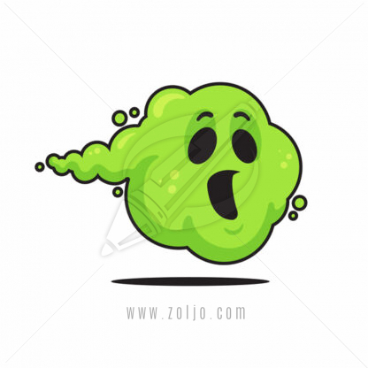 Scary / Spooky fart with face vector cartoon illustration isolated on white